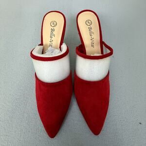 Bella Vita Blakely II Red Suede/Vinyl Slingback Mule Kitten Heels Size 10